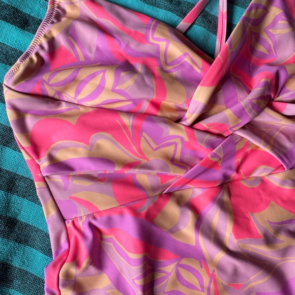 Aerie Braided long torso One Piece Swimsuit Tropical Print - Picture 5 of 8